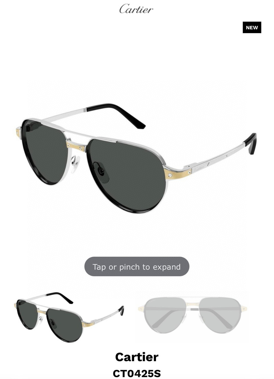350💰Top quality
Santos de Cartie Sunglasses two-color plating, smooth brushed 18K platinum thick frame golden plating 3.0 genuine inner blessing blue film lens simple atmosphere. CT0425S Size:59-16 145